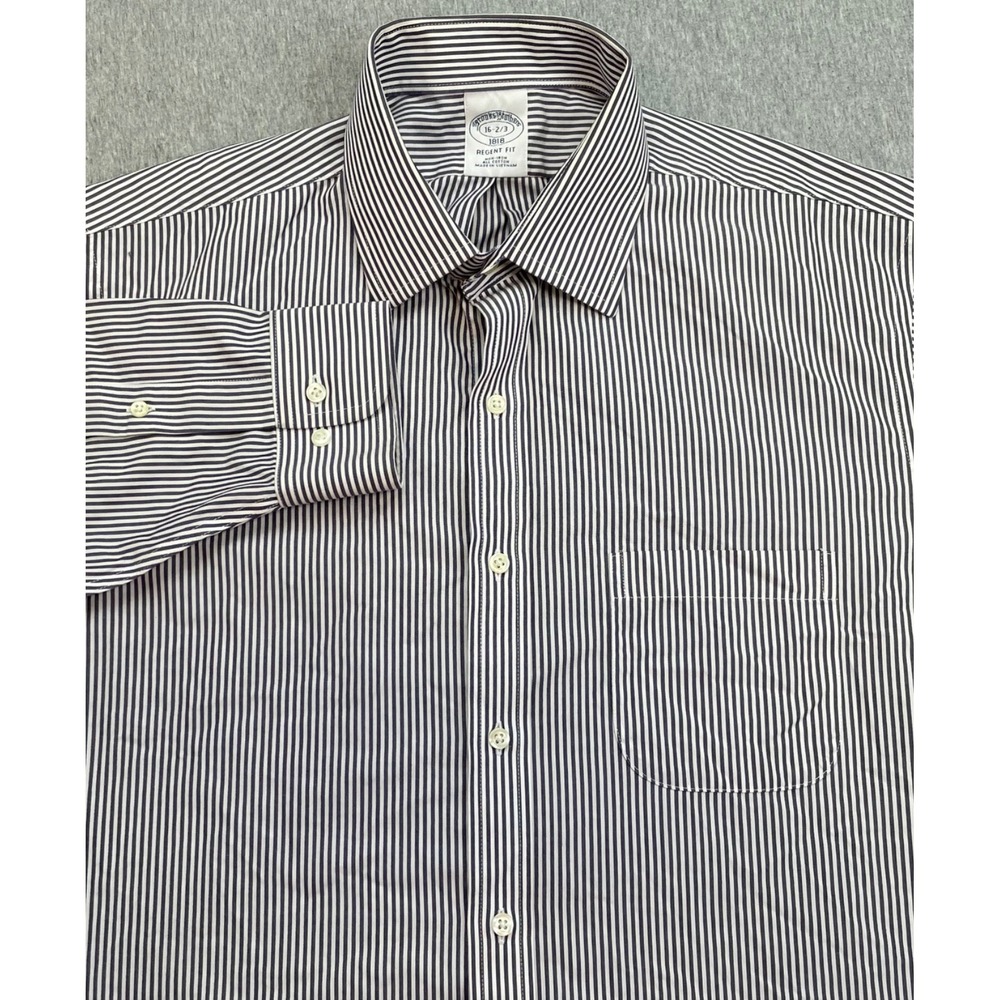 Brooks Brothers Shirt Mens Bengal Stipe 16 - 32/33 100% Cotton Button Up